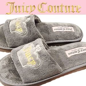 Juicy Couture Crown Logo Slippers- Grey